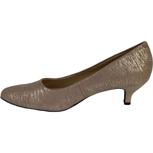 New Trotters Women Shoes US 10 Kitten Heel Pumps Kiera Tan Gold Pointed Toes - Picture 3 of 10
